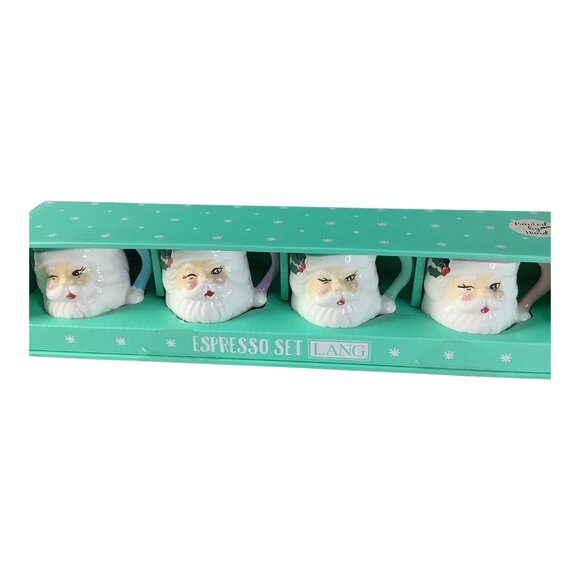 Lang Christmas Santa Claus Espresso Mug Set Of 4 Dishwasher Microwave Safe - Picture 5 of 5